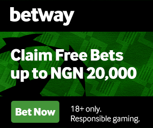 On your first deposit at Betway, you’ll
get 50% up to NGN 20,000 awarded as a Free Bet