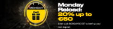 At bwin Casino, every Monday they'll give you the chance to claim a 20% up to €50 reload bonus. Simply enter the bonus code MONDAYBOOST when you make a minimum deposit of €20. The Bonus amount needs to be wagered 35 times before any winnings can be withdrawn.